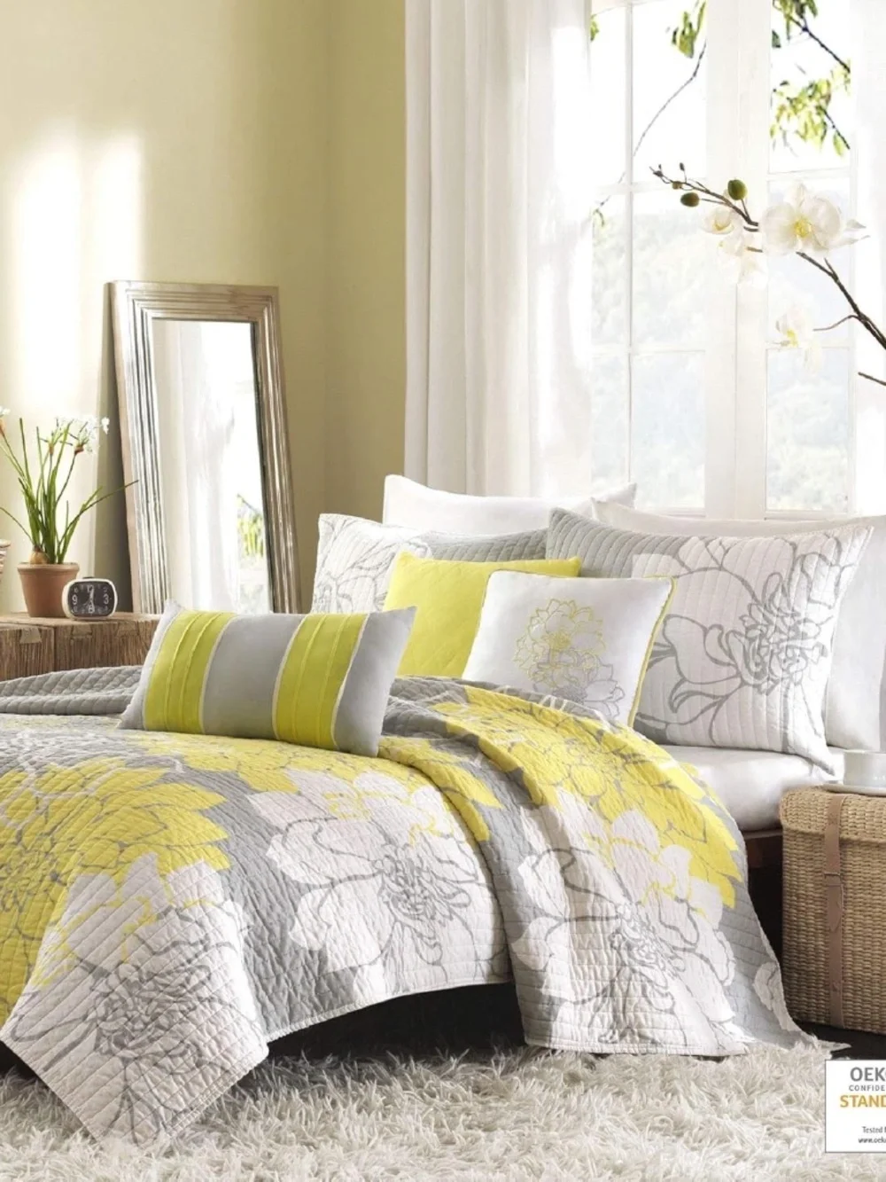 Madison Park Lola 100% Cotton Quilt Set - Casual Floral Channel King/Cal King